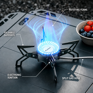 Venture Tails - Estufa de Gas Butano Portátil para Camping de 4000 W, Tipo Split, Plegable, con Quemador en Espiral, Revestimiento de Titanio, Manguera de 100 cm, Encendedor de Pulso, EVA - Product Image 4