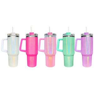 Blank Sublimationoutdoor Rainbow Stainless Steel Travel <b>Mug</b> Ombre Gradient 40Oz Shimmer Glitter <b>Mugs</b> Tumbler - Product Image 1
