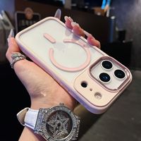 Coque de téléphone rigide transparente avec cadre d'objectif d'appareil photo en aluminium et chargement magnétique sans fil pour iPhone 17 Pro Max 17Air 17PM