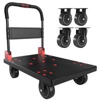 Carretilla de Plataforma de Acero y Plástico de Alta Resistencia, Cuatro Ruedas, Diseño Plegable Sólido, Capacidad de Carga de 1323 lb, OEM, para Almacenes Industriales