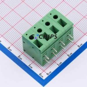 DB105R-7.5-4P-GN-S Screw Terminal Block Bent Lead Through Hole,P=7.5mm Connector 1x4P 5mm Green Right Angle Insert - Product Image 1