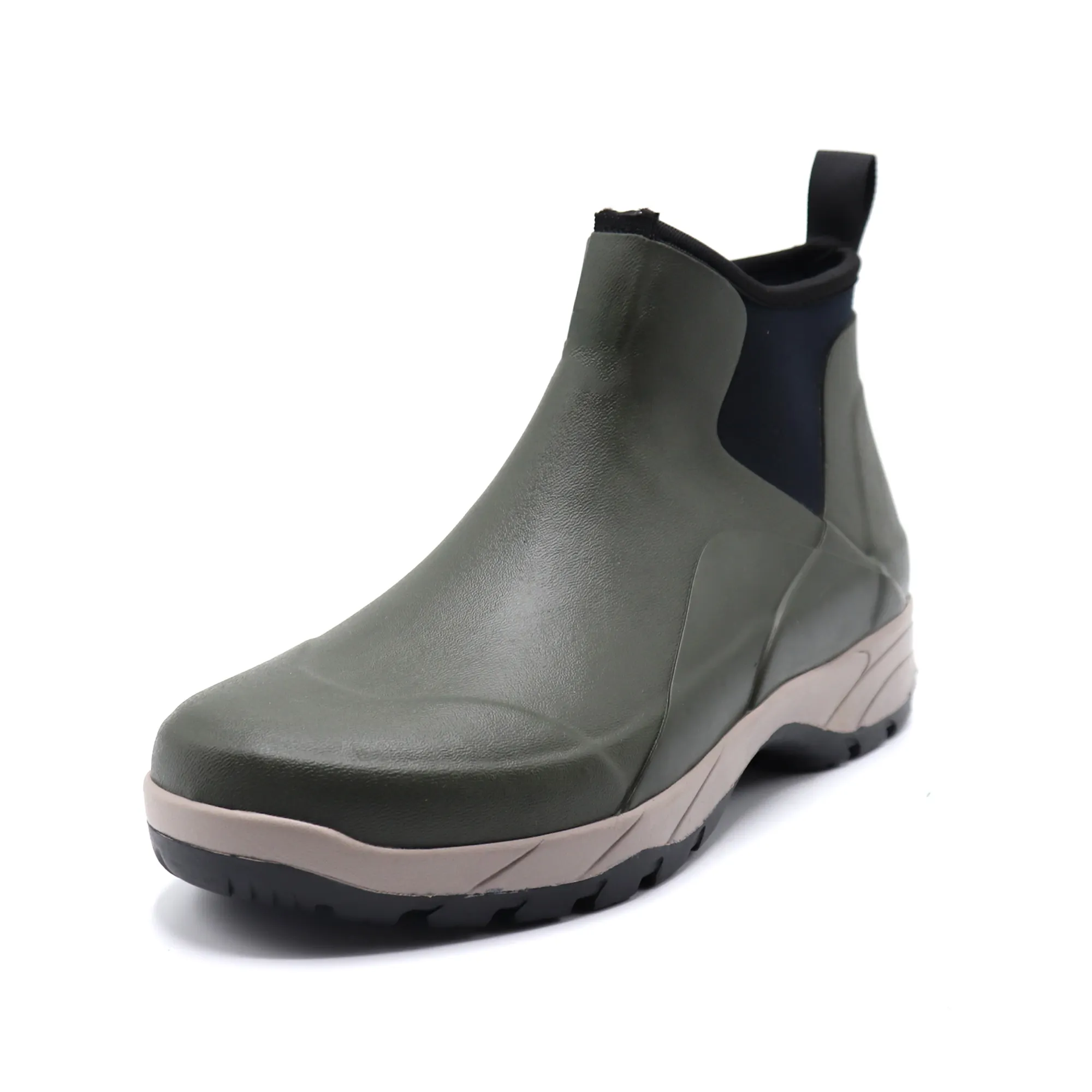 High quality slip-on leather boots army green waterproof shoes short rain shoes walking shoes