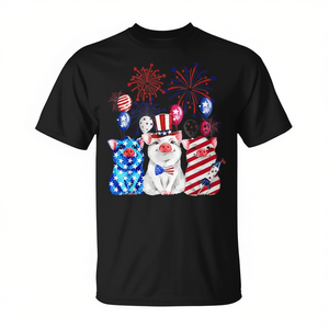 T-shirt drapeau américain feux d'artifice cochon paysan patriotique 4 juillet - Product Image 2