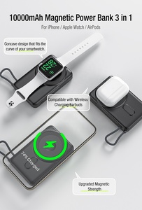 Banco de Energía Magnético para Teléfono Móvil de 10000 mAh con Logotipo Personalizado, Cargador Inalámbrico 3 en 1 de 18 W para <span class=keywords><strong>iPhone</strong></span>, Airpods e iWatch - Product Image 2