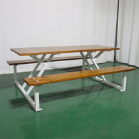 Table de pique-nique en bois WPC rectangulaire commerciale publique extérieure avec banc école extérieur Restaurant jardin patio Table à manger