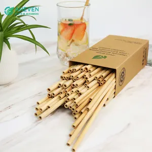 Natural Disposable Eco-friendly Bamboo Straw With Custom Logo