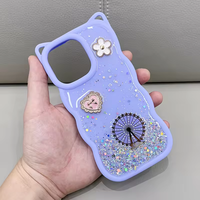 Coques de téléphone pour femmes, mignonnes et tendance, de la marque BAILI, avec des accessoires en résine époxy 3D, avec une coque de téléphone à oreilles de chat brillantes, pour Samsung
