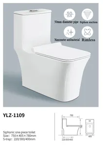 Medyag Matt Black S trap Toilette monobloc sans rebord Carré Allongé Double chasse Salle de bain Toilette WC Cuvette
