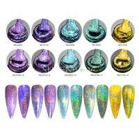 Sheenbow-Oeil de Chat Holographique, Poudre Multichrome Magnétique, Neon Holographique, Paillettes, Laser, Caméléon, Pigment pour Ongles