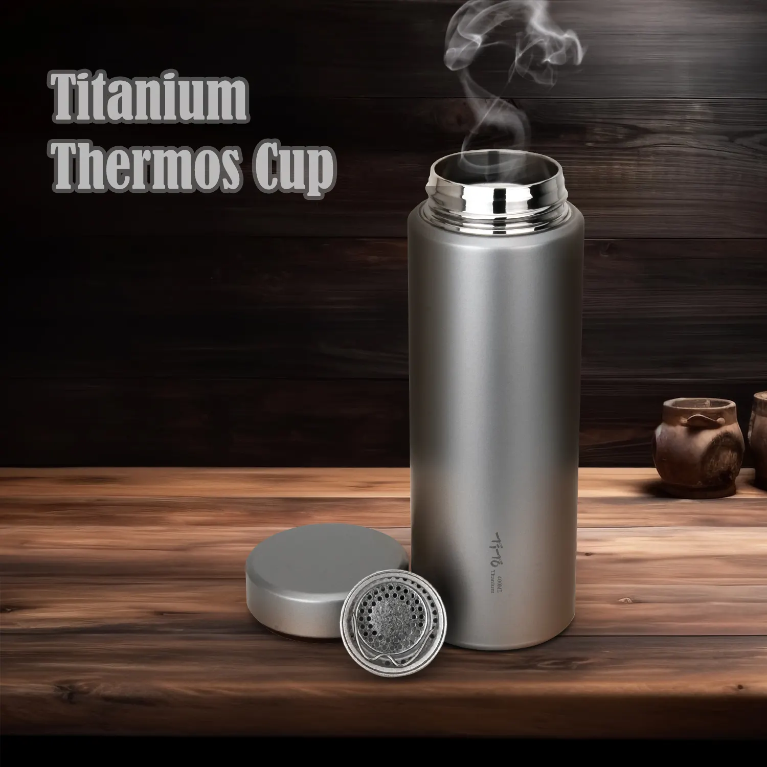 Tito 400ml 지능형 진공 물병 커피 머그 컵 진공 부항 요법 보온병 진공 플라스크 컵 미니멀리스트 티타늄