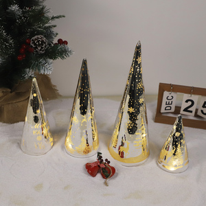 <span class=keywords><strong>Crismas</strong></span> cây thủy tinh màu xanh lá cây Cây giáng sinh với đèn tuyết rõ ràng kính trang trí - Product Image 6