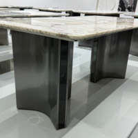 Table à manger en marbre naturel moderne de luxe, taille personnalisée, mobilier haut de gamme pour villa, hôtel, restaurant