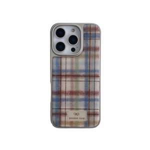 Funda de teléfono coreana estilo otoño-invierno con diseño sencillo a cuadros y cubierta de pegamento líquido para iPhone 16 Pro Max 15 14 13 para mujer - Product Image 5