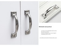 Poignée de porte de placard, de porte en bois ou de fenêtre en acier inoxydable épaissi, style ancien, luxe léger, motif floral en forme d'arc