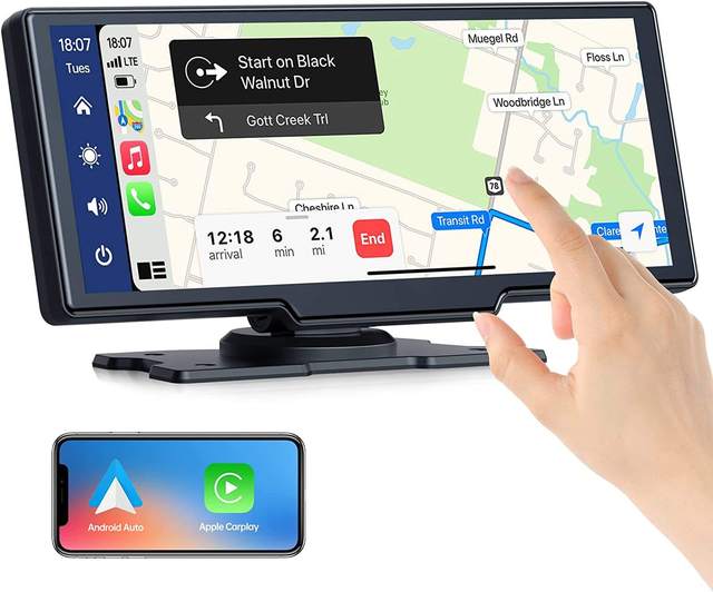 Portable  10.26 Inch Carplay  Android Auto Touch Display Screen for Car Universal Dashcam With Dual Dash Cam