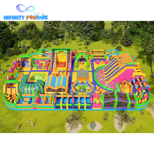 30x20m cao cấp đầy màu sắc Inflatable công viên chủ đề hấp dẫn kết hợp kích thước lớn ngoài trời bouncy Slide + leo khóa học - Product Image 5