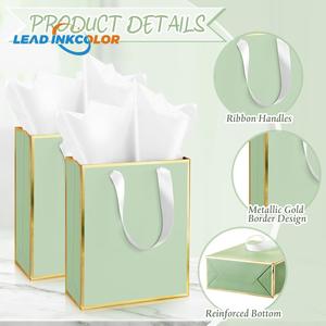 Medium Size Luxury Paper Gift Bags With Bow <strong>Ribbon</strong> Handles Portable for Birthday Christmas Wedding Party Customizable Logo - Product Image 6