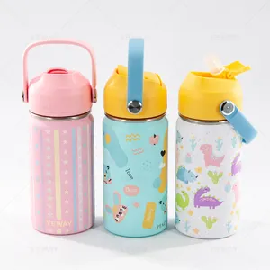 Yeway termo de agua 12 oz bouteille d'eau isolée en acier inoxydable sans bpa avec paille flacons à vide thermos pour enfants enfants