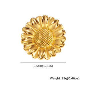 Broche de Margarita Pequeña de Acero Inoxidable Electrochapado, Estilo Europeo y Americano, Moda INS, Dorado, Primavera 2025 - Product Image 6
