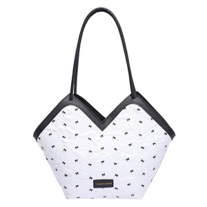 Summer Fashion Luxury Customizable Large Capacity Printed Women's Satchel Bag Bow Lace Two Handles Chain Strap Zip Closure PU - Product Image 5