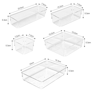 13pcs thân thiện với môi nhựa ngăn kéo tổ chức rõ ràng trang điểm Vanity lưu trữ Thùng nhà bếp Khay có thể tháo rời văn phòng ngăn kéo ngăn - Product Image 2