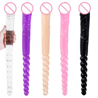Jouet sexuel double tête de 37 cm pour adultes, flexible, en gelée, pour vagin, anus, femmes, gays, lesbiennes, double extrémité, pénis artificiel, boutique de jouets sexuels
