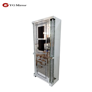 Living Room Mirrored Cabinet Mirrored Cabinet Living Room YGJS0044 Guangdong Luxury Modern Living Room Diamond Crystal Display Glass Mirrored Cabinet For Living Room Furniture