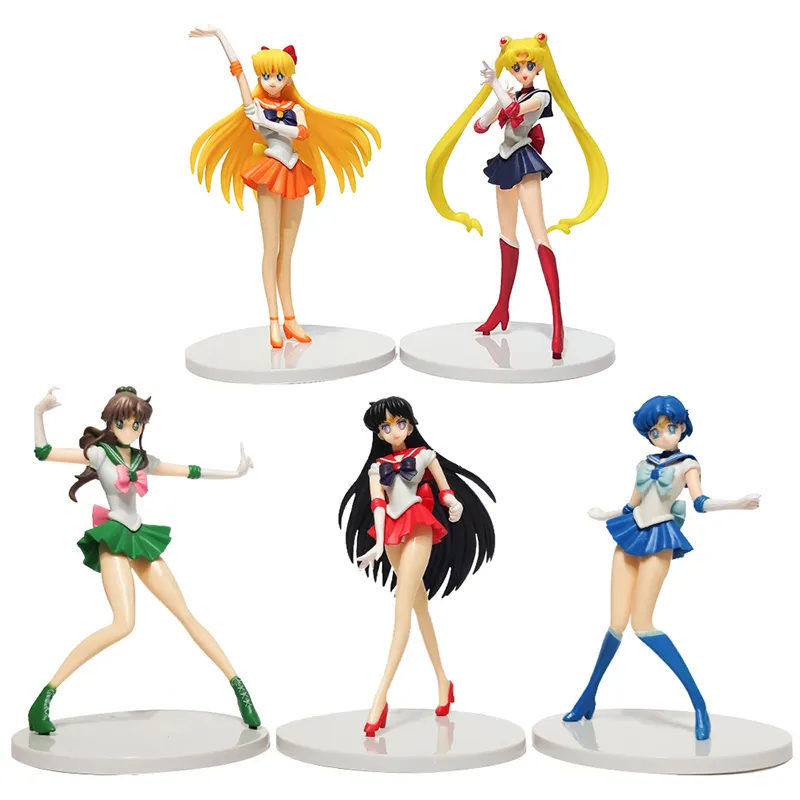 5pcs/set Pretty Soldier Sailor Moon 2 Generation Collection Model Character Cosplay Cartoon Figure Toy Anime PVC Figure 18CM