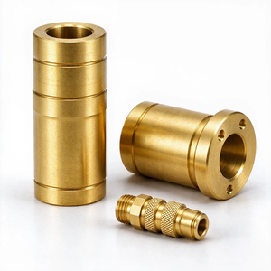 Custom Brass CNC Machined Fittings, Precision Threaded Shaft Sleeve & Flange Housing Small Batch Manufacturing for <b>Fluid</b> Control - Product Image 1
