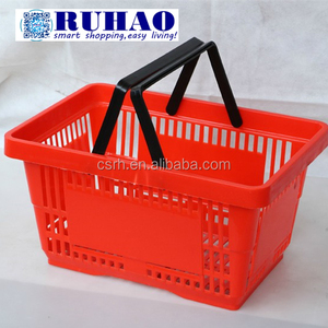 RH-BPH28-4 480*325*270mm 28L Double Strong Black Handles Supermarket <strong>Plastic</strong> <strong>Basket</strong> - Product Image 6