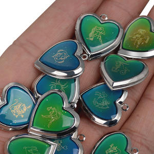 SSeeSY mode bijoux breloques changement de couleur <span class=keywords><strong>horoscope</strong></span> signe <span class=keywords><strong>du</strong></span> zodiaque en acier inoxydable photo médaillon coeur pendentif collier pour les femmes - Product Image 3