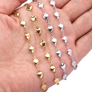 Cadena con Forma de Corazón, Acero Inoxidable Chapado en Oro de 18k, Collar Decorativo, Gargantilla, Manualidades, Regalo, Accesorio de Moda Unisex - Product Image 3