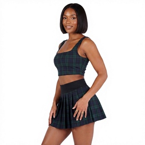 Custom Logo High Waisted Women's Sports Skort Quick Dry Athletic Tennis Skirt with Pockets 2 in 1 Golf Skort Shorts - Product Image 1
