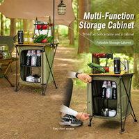 Mesa Plegable Portátil Multifuncional de Doble Capa de Aleación de Aluminio para Acampar al Aire Libre, Muebles de Exterior con Almacenamiento