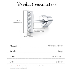 Exquisite D Color Moissanite Ear Studs S925 Sterling Silver Rhodium Plated Basic Short <b>Stick</b> Claw Setting Trendy Women Fine - Product Image 4