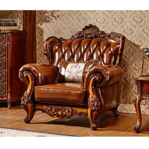 यूरोपीय क्लासिक लकड़ी नक्काशी लिविंग रूम फर्नीचर चेस्टरफील्ड सोफे सेट 3 सीटर नक्काशीदार चमड़े के सोफे <span class=keywords><strong>123</strong></span> संयोजन - Product Image 5