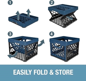 Collapsible Milk <b>Crate</b> -25L (6 Gal) Stackable Storage Bins Holds 50lbs Per Bin Clevercrates Are Heavy Duty - Product Image 5