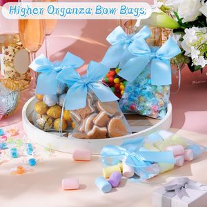 Sacs en <span class=keywords><strong>organza</strong></span> bleu clair avec nœud, 5 "x 7" Mesh Drawstring Small Jewelry Pouches Party Favor Candy Goodie Gift Tulle <span class=keywords><strong>Sachet</strong></span> pour mariage - Product Image 5