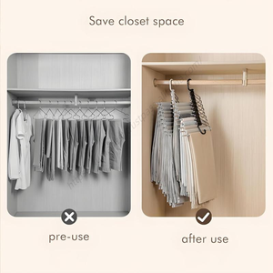 ไม้แขวนกางเกงสแตนเลสแบบปรับได้ 6-in-1 ขายส่ง ไม้แขวนเสื้อผ้าแบบพับได้สำหรับกางเกง - Product Image 3