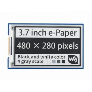 จอแสดงผล e-Paper e-Ink ขนาด 3.7 นิ้ว HAT 480x280, สีดำ/ขาว, 4 ระดับสีเทา, SPI - Product Image 1