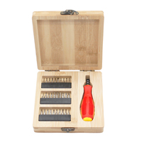 31 pièces ensemble d'outils d'embouts de tournevis de précision d'approvisionnement direct d'usine avec support isolé dans un petit étui en bambou carré portable