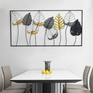 Grande decorazione trasversale da parete in metallo dorato foglie appese artigianato nero Interior <span class=keywords><strong>Design</strong></span> accessori per la casa - Product Image 3