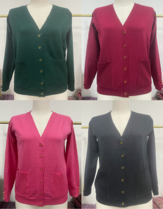 Cardigan da <span class=keywords><strong>Donna</strong></span> con <span class=keywords><strong>Scollo</strong></span> a <span class=keywords><strong>V</strong></span> Classico, Design Speciale con 3 Bottoni sul Polsino e Tasche, Maglione Liscio con Tasche, Vendita Speciale nel Regno Unito - Product Image 6
