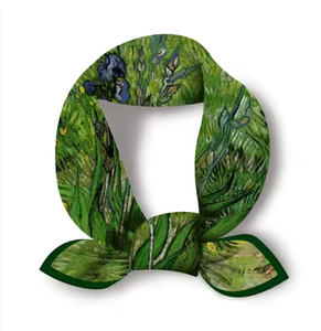 Pañuelo Cuadrado de Seda Sintética con Diseño de Flores de Iris de <span class=keywords><strong>Van</strong></span> <span class=keywords><strong>Gogh</strong></span>, Pañuelo para el Cabello, Pañuelo para el Cuello, MOQ Bajo - Product Image 2