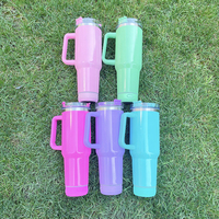 RTS sublimasi kosong berwarna 40oz bluetooth tumbler dengan tutup & sedotan untuk pencetakan alat panas botol air baja tahan karat
