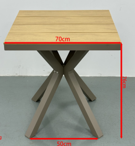 Table de jardin carrée minimaliste en aluminium sur mesure avec plateau en composite bois-plastique, mobilier de patio, mobilier de jardin - Product Image 2