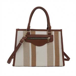 K1346 Wholesale MU New Hot Sale <b>Women's</b> Tote <b>Bags</b> Crochet Zebra-stripe Design Light Weight Fashion Korean Hobo <b>Bags</b> - Product Image 5