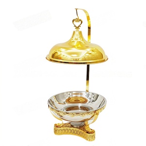 Thép không gỉ sang trọng nhà hàng khách sạn đám cưới chafing món ăn gas nhiên liệu sưởi ấm tự chọn máy chủ 8L Công suất màu vàng - Product Image 3