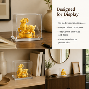 Squisita Statuetta di Ariete Placcata in <span class=keywords><strong>Oro</strong></span> 24K con Finitura Vellutata Sabbiata, Scultura in Metallo Personalizzata, Regalo Aziendale - Product Image 4