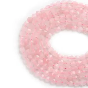 Sıcak satış 8mm pembe mor kuvars büyük Faceted doğal taş dağınık boncuklar DIY takı yapımı için bilezik